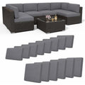 14er set outdoor sofa sitzkissenbezug und rueckenlehnenbezug einfarbig terrassen gartenpolster ersatzbezug stretch outdoor kissen bezuege fuer ecksofa gartenmoebel aus rattan dunkelgrau