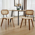 rattan esszimmerstuehle 2er set sitzflaeche aus kunstleder beige rueckenlehne aus rattan stabile holzbeine verstellbare fussstifte an der unterseite kuechenstuhl im landhausstil