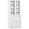 buecherregal mit 6 faechern tueren standregal 76x40x1785 cm weiss buecherschrank aufbewahrungsregal buerporegal fuer wohnzimmer buero