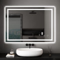 dripex badspiegel mit beleuchtung led spiegel mit touch-schalter dimmbar 3 lichtfarbe einstellbare badezimmerspiegel mit beleuchtung beschlagfrei 60 x 80 cm