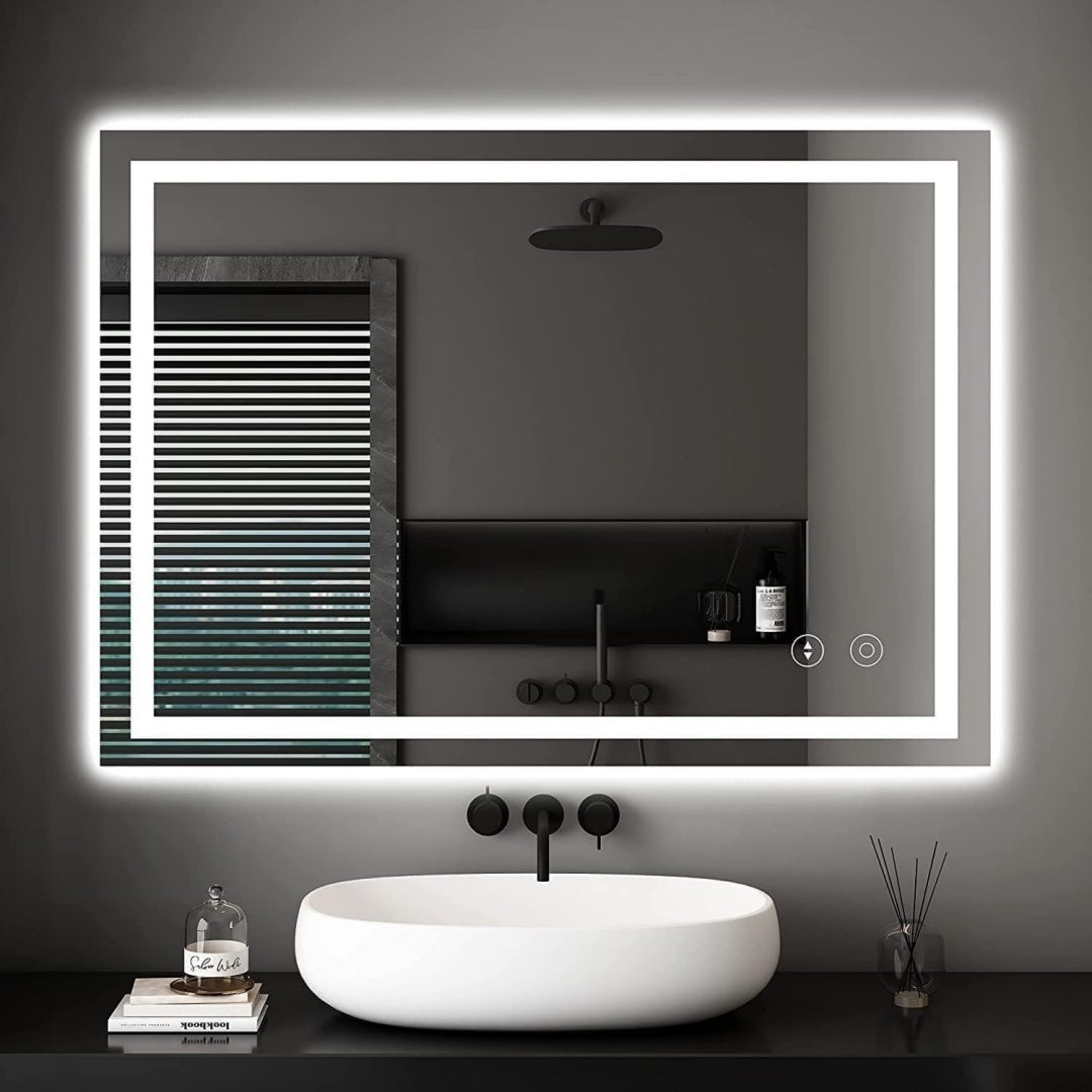 dripex badspiegel mit beleuchtung led spiegel mit touch-schalter dimmbar 3 lichtfarbe einstellbare badezimmerspiegel mit beleuchtung beschlagfrei 60 x 80 cm