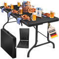 buffettisch tisch klappbar kunststoff 183x76cm rattan optik campingtisch partytisch klapptisch gartentisch 6 personen garten terrasse balkon zusammenklappbar inkl tragegriff schwarz