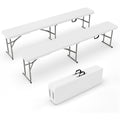 2er-set klappbank gartenbank wetterfest aus kunststoff sitzbank flur bierbank ideal fuer garten camping outdoor 182 x 28 x 43 cm weiss
