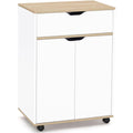 kuechenwagen cosy schrank mit schublade aus weissem holz und buchenholzplatten l60 cm