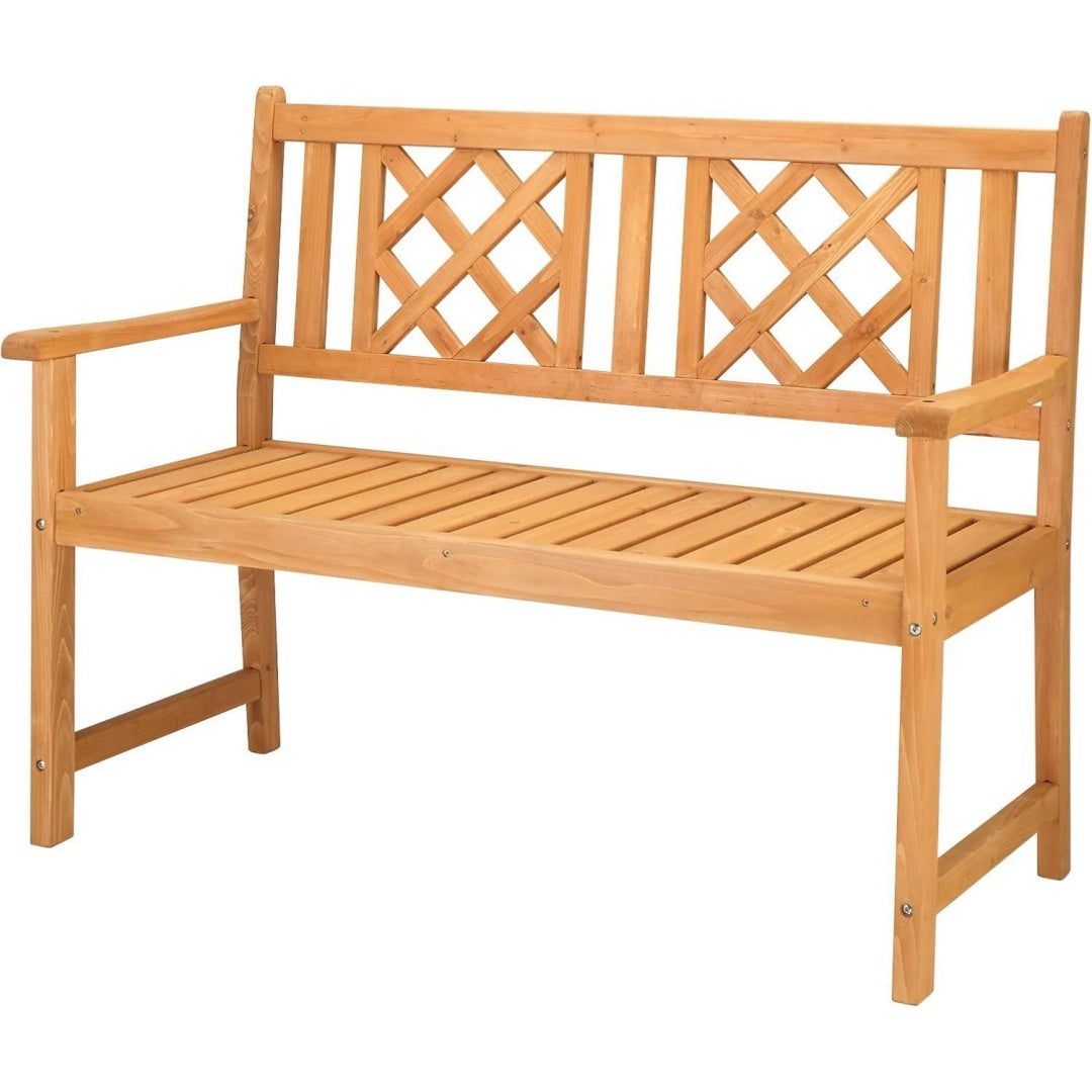 gartenbank wetterfest holzbank outdoor 2-sitzer 118 cm ergonomisch gestaltete rueckenlehne und armlehnen 275 kg belastbar fuer balkonterrassegarten