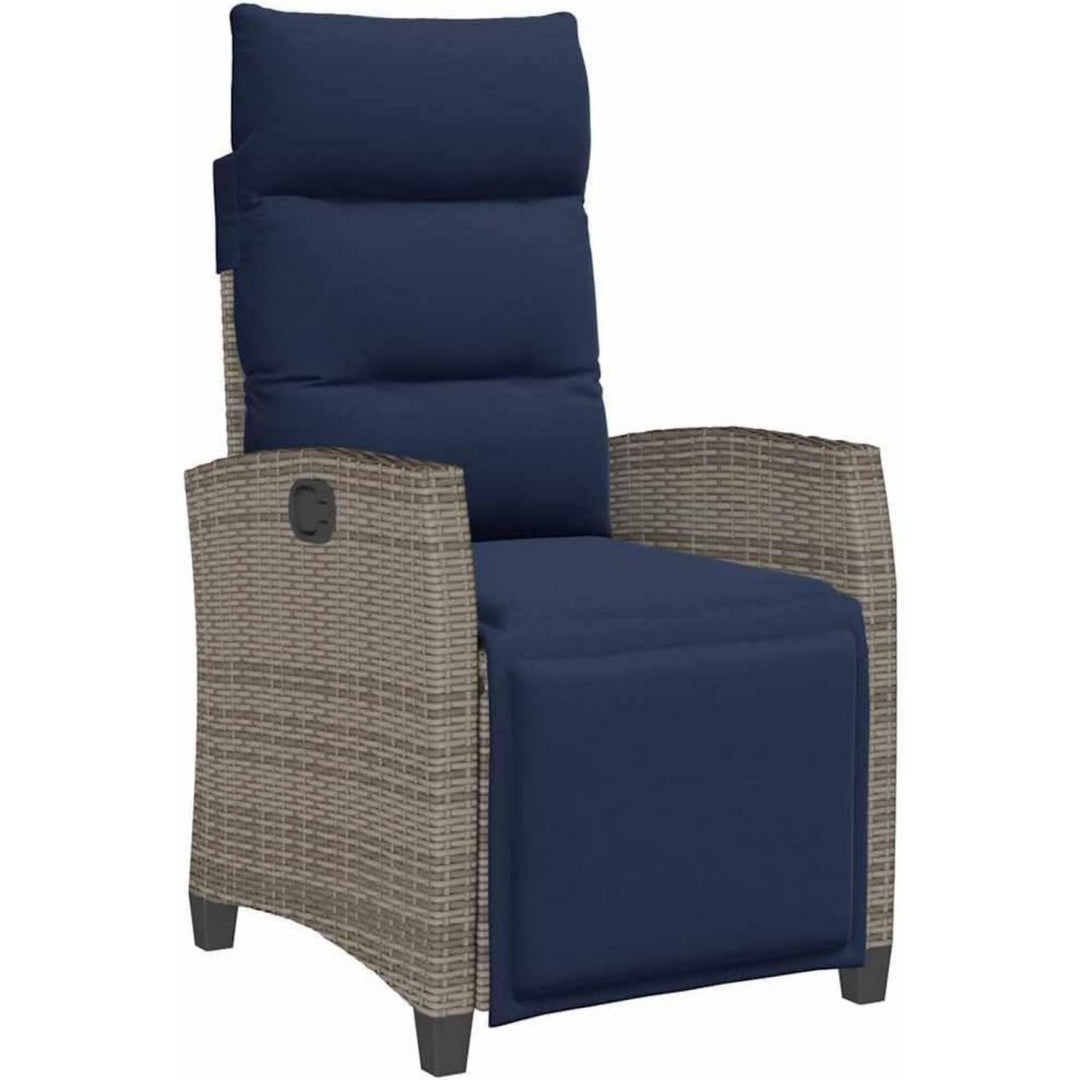 gartensessel mit beistelltisch verstellbar grau poly rattan